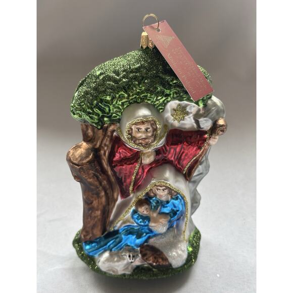 Hand Made The Nativity POLAND Christmas’s Glass Ornament 7" Tall, With Tag - Picture 1 of 8